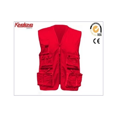 New design mens high quality vest, fashion design polycotton fabric red vest