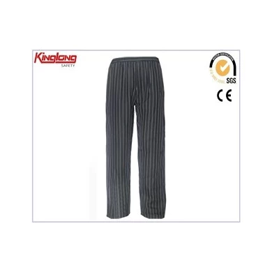 Pant cócaire polycotton fabraic twill dearadh nua, cosa fada díreach pócaí taobh pant dubh