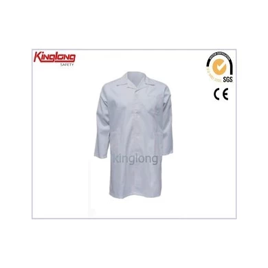 New fashion protective safety white lab coat, 65%poly35%cotton fabric water proof lab coat