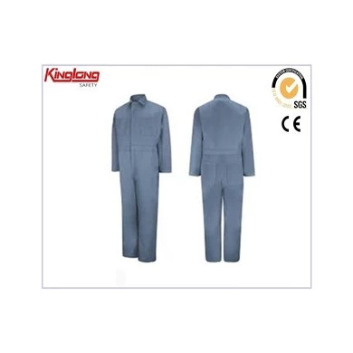 Novo estilo de macacão azul de mangas compridas, macacão com bolsos no peito elástico na cintura