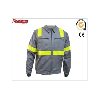 New style reflective tapes grey shirt , long sleeves high quality shirt with custom logo