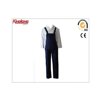 New style simple design chest pocket bibpant, 65%poly35%cotton deep blue men's bibpant