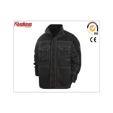 Chaqueta con múltiples bolsillos de alta calidad estilo caliente de octubre, chaqueta negra con bolsillos laterales de refuerzo negro