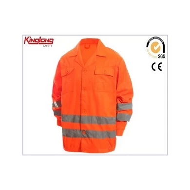 Uniforme de trabalho reflexivo fluorescente laranja, traje de trabalho respirável de alta visibilidade