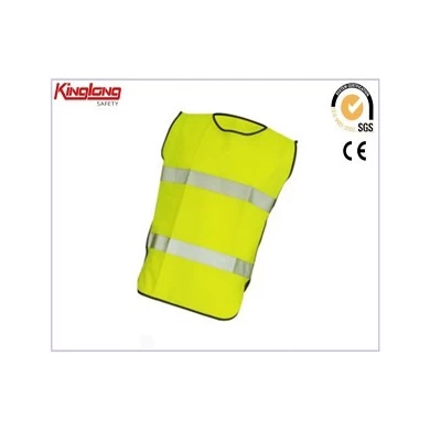 Popular estilo de primavera sin mangas chaleco amarillo, cintas reflectantes para hombre chaleco de seguridad