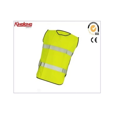 Popular spring style no sleeves yellow vest, reflective tapes mens safety vest