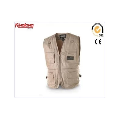 Popular style fashion design no sleeve vest, multi pockets custom logo vest