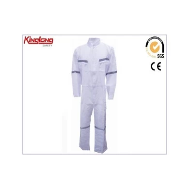 Pure color white Chile style workwear coveralls,China manufacturer supply poplin fabric coveralls