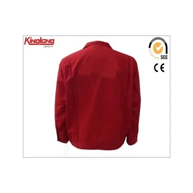 Red Durable Cotton Workwear Jacket , Elastic Cuff color combination Work Jacket