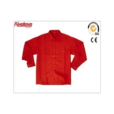 Red color workwear uniforms shirts and pants,FR mens working clothes china supplier