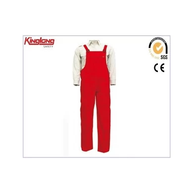 Red mens classical style cotton bib pants,Hot design bib overalls uniform for sale