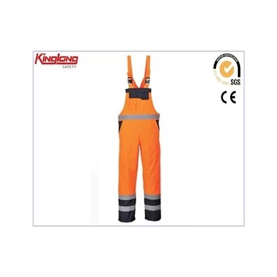 Reflexní oranžová pracovní kombinéza s náprsenkou, vysoce kvalitní pánské pracovní kalhoty s náprsenkou z Číny