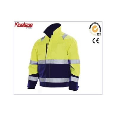 Roadside working safety mens jacket with high visibility reflective tapes