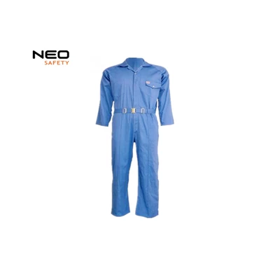 chinaworkwearsupplier-Royal Blue Long Sleeve Poly Cotton Mens Work Coverall