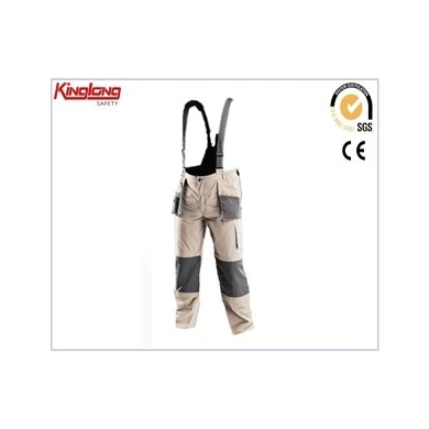 Safety workwear mens working bibpant,no sleeves high quality beige bibpant