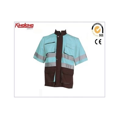 Chaqueta de trabajo de manga corta para hombre, chaqueta nueva de color claro con cinta reflectante