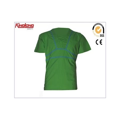 Bata de enfermagem de cor verde de venda imperdível de design simples, roupas uniformes hospitalares unissex de polialgodão