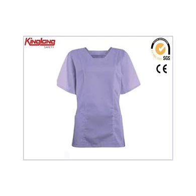 Uniformes médicos de diseño de moda para mujer de estilo primavera caliente, material suave de color púrpura sin mangas