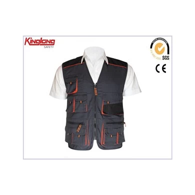 Top sales work wear vest fishing waistcoat with mulit pockets for man