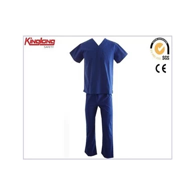confortables uniformes de hospital tela de algodón unisex, batas de color azul de enfermería proveedor de china