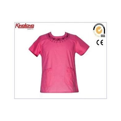 Unissex estilo quente logotipo bordado uniforme hospitalar, fornecedor da china jalecos de enfermagem de alta qualidade