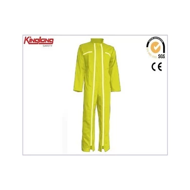 V-mhuineál fir clúdaithe le caighdeán ard, pócaí cófra sleeves fada buí coverall