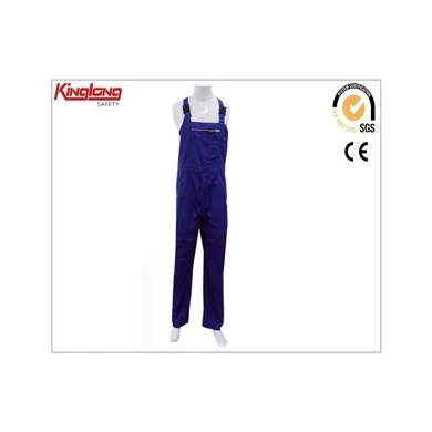 Pantaloni con bretelle da lavoro con grande tasca frontale con cerniera, salopette da lavoro dal design semplice blu reale