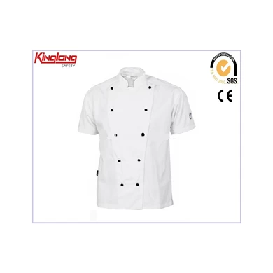factory price wholesale cotton Chef uniform for cooking,half sleeve restaurant jacket