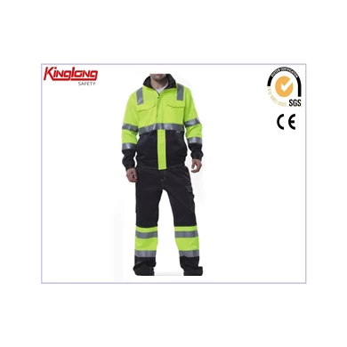 high visibility jacket and pant men's jacket safety working suit men's cargo pant yellow suit