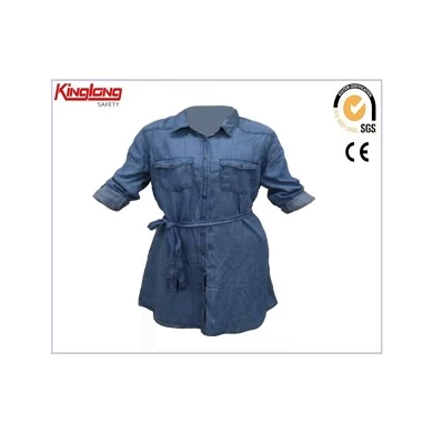 new arrival wholesale work clothing ladies jean shirt long shirts