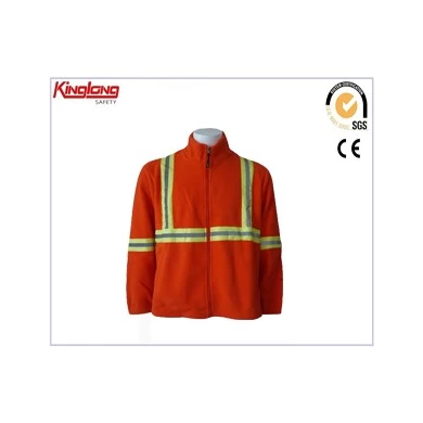 wholesale men safety workwear clothing high visibility  polar fleece jackets  with reflective tape