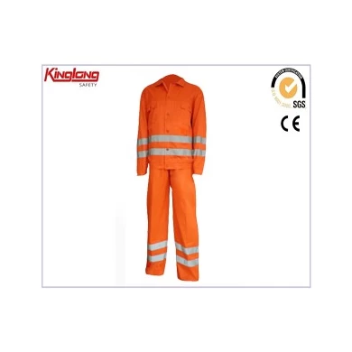 wholesale fluorescent uniform suits safety orange hi-vis workwear  with high visibility reflective tape
