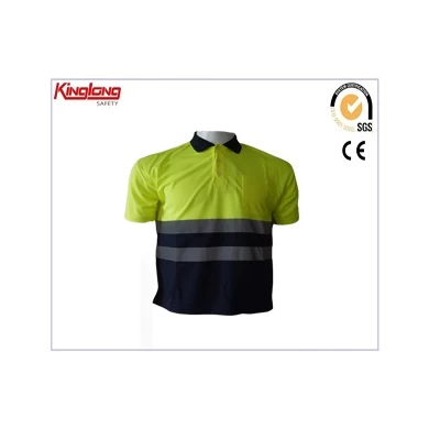 Camiseta de combinação de cores de alta visibilidade por atacado, camisa masculina de vestuário de segurança