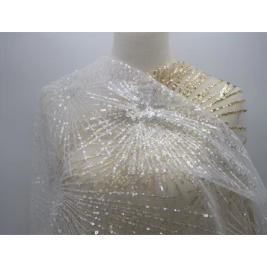 Cekinowa tiulowa tkanina Srebrny złoty na suknię ślubną, suknie wieczorowe