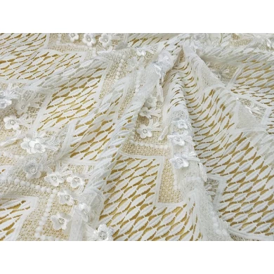 Robe de mariée robe de soirée en gros partie 3d fleur dentelle tissu brodé