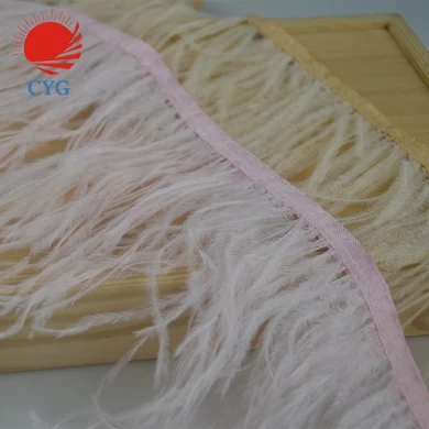 Großhandel rosa Straußenfeder Trimmen Fabrik sorgen für Hochzeitskleid
