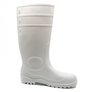 106-4 Anti slip waterproof steel toe mid plate white pvc safety rain boots for food industry