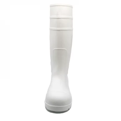 106-4 Anti slip waterproof steel toe mid plate white pvc safety rain boots for food industry