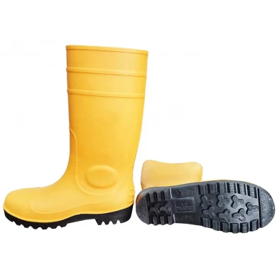 106-5黄色防水防滑油酸防耐液PVC安全雨靴钢脚趾钢板