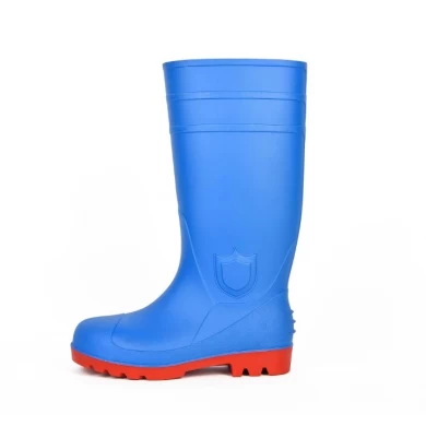 111新设计蓝色耐油钢脚趾安全雨靴pvc