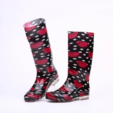 202-2 stivali da pioggia in PVC da donna alla moda rosa rossa