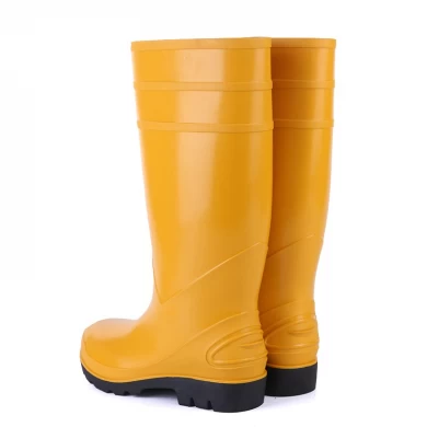 803 Waterproof anti slip oil acid proof yellow non safety glitter pvc rain boots