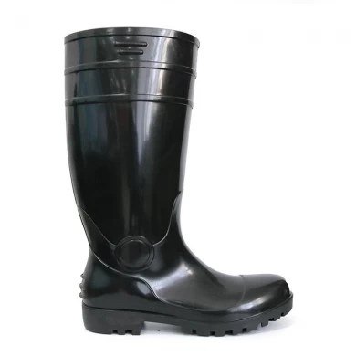 F30BB Black steel toe cap cheap pvc glitter safety rain boot
