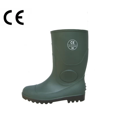 GBS verde seguridad de PVC botas de lluvia con puntera de acero y placa
