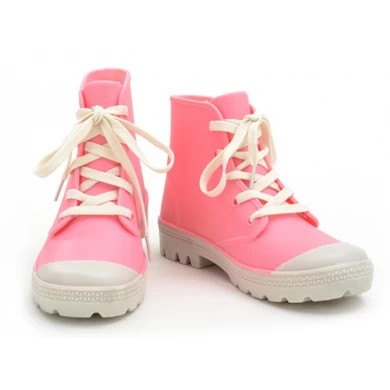 HFB-004 粉红色花边女士脚踝雨鞋