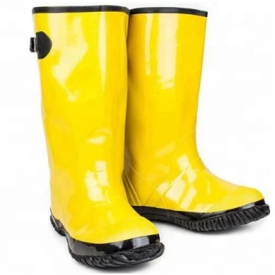 R019 water proof oil resistant anti slip yellow slush rubber boots overshoes