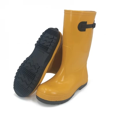 R020 ركبة عالية مضادة للانزلاق مقاوم للماء غير أمان PVC تغلب على أحذية صفراء سلوش