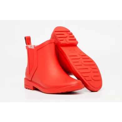 RB-003 ayak bileği yüksek kırmızı moda bayanlar kauçuk yağmur çizmeleri