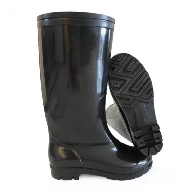 SQ-02 Non safety cheap black shiny pvc work rain boot