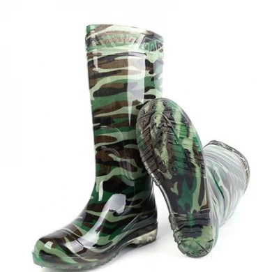 SQ-1819 Anti slip waterproof lightweight non safety camouflage PVC rain boots